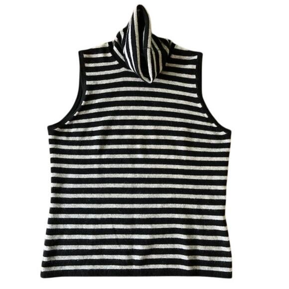 Banana Republic Cashmere Sleeveless Sweater Tank Turtleneck Black Gray women's M - Picture 6 of 7